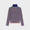 Maglione a collo alto in lana a coste a righe Maglione a collo alto in lana a coste a righe