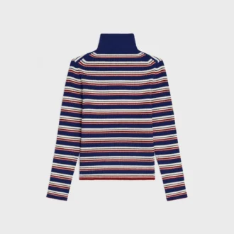 Maglione a collo alto in lana a coste a righe