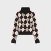 Maglione a collo alto in lana con motivo Argyle Maglione a collo alto in lana con motivo Argyle