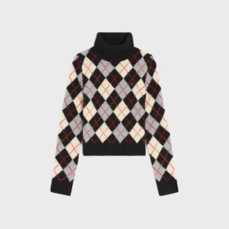 Maglione a collo alto in lana con motivo Argyle