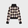 Maglione a collo alto in lana con motivo Argyle Maglione a collo alto in lana con motivo Argyle