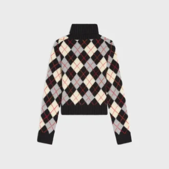 Maglione a collo alto in lana con motivo Argyle