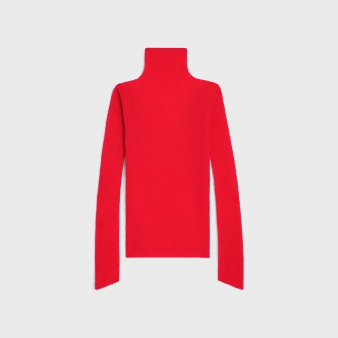 Maglione a collo alto in mohair e seta a coste Maglione a collo alto in mohair e seta a coste