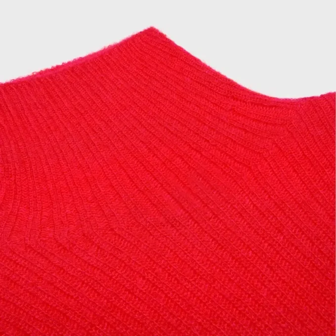 Maglione a collo alto in mohair e seta a coste Maglione a collo alto in mohair e seta a coste