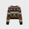 Maglione con scollo a V in cashmere jacquard Maglione con scollo a V in cashmere jacquard