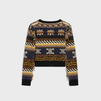 Maglione con scollo a V in cashmere jacquard