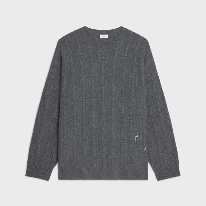 Maglione girocollo in cashmere a catena Maglione girocollo in cashmere a catena