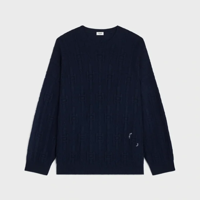 Maglione girocollo in cashmere a catena Maglione girocollo in cashmere a catena