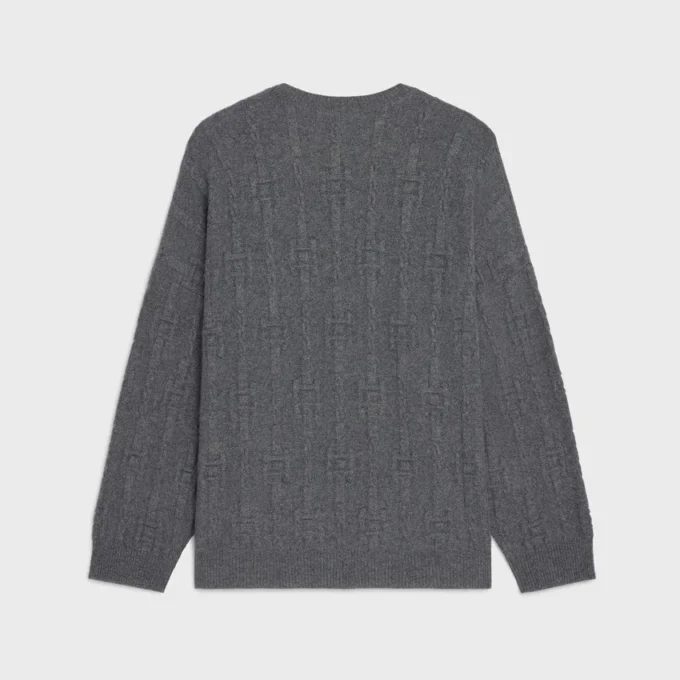 Maglione girocollo in cashmere a catena Maglione girocollo in cashmere a catena