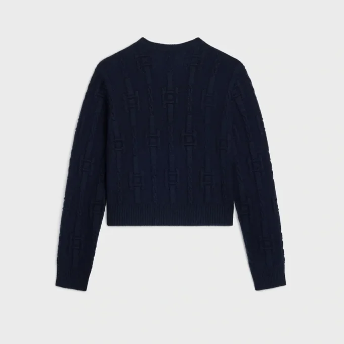 Maglione girocollo in cashmere a catena Maglione girocollo in cashmere a catena