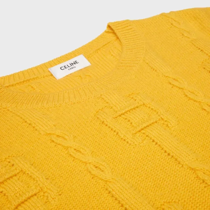 Maglione girocollo in cashmere a catena Maglione girocollo in cashmere a catena