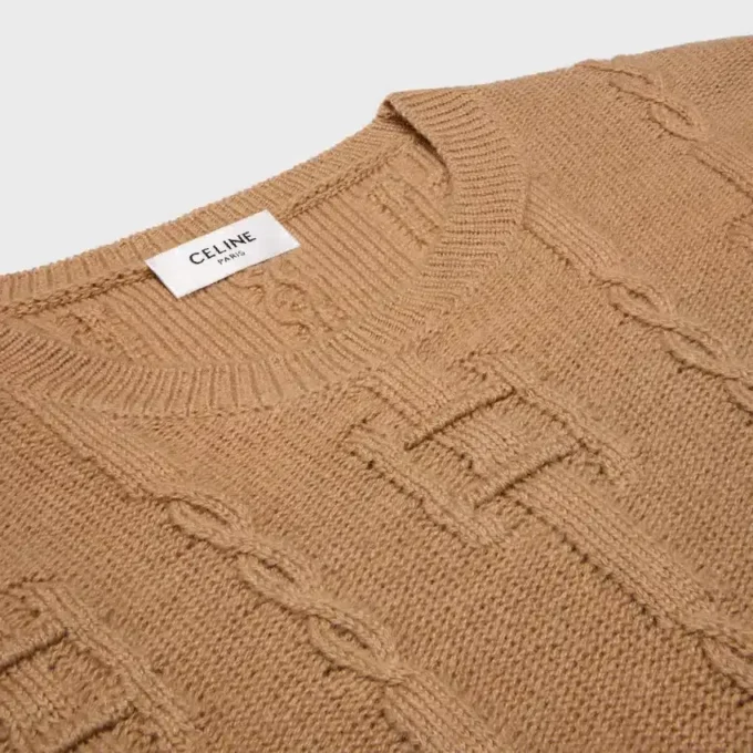 Maglione girocollo in cashmere a catena Maglione girocollo in cashmere a catena