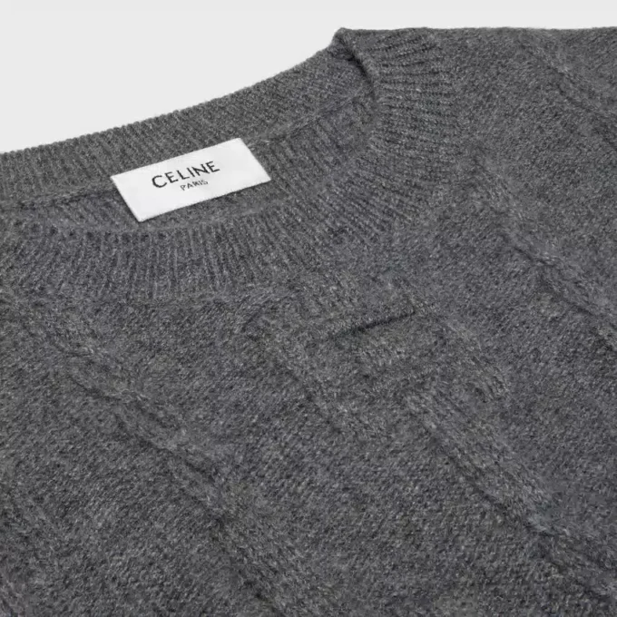 Maglione girocollo in cashmere a catena Maglione girocollo in cashmere a catena
