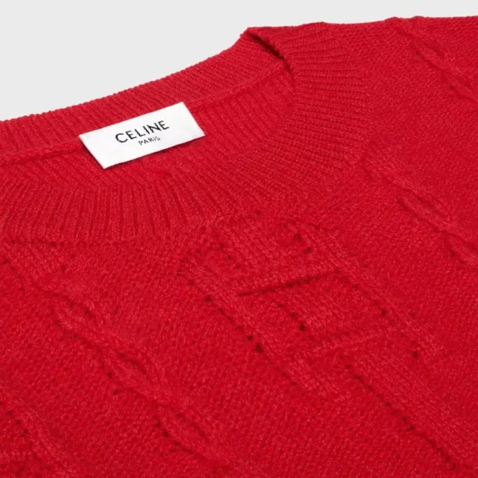 Maglione girocollo in cashmere a catena Maglione girocollo in cashmere a catena