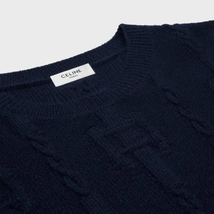 Maglione girocollo in cashmere a catena Maglione girocollo in cashmere a catena