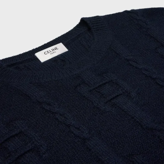Maglione girocollo in cashmere a catena Maglione girocollo in cashmere a catena