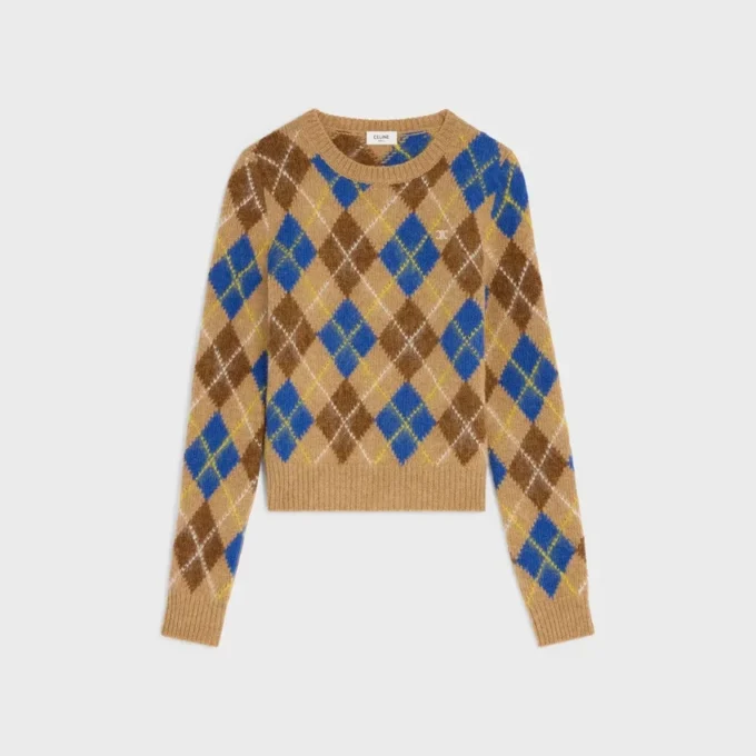 Maglione girocollo in lana con motivo Argyle Maglione girocollo in lana con motivo Argyle