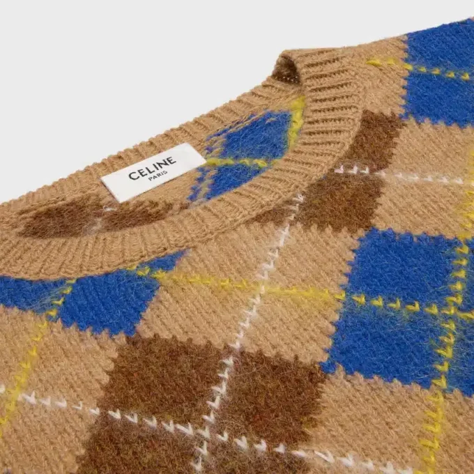Maglione girocollo in lana con motivo Argyle Maglione girocollo in lana con motivo Argyle