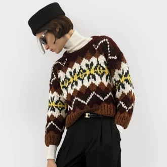 Maglione girocollo in lana Fair Isle