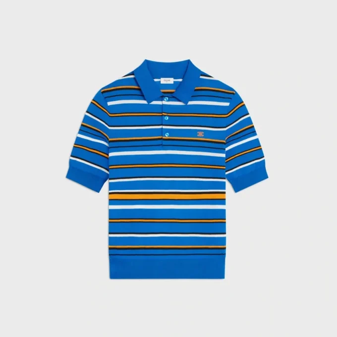Maglione polo a maniche corte in cotone pregiato