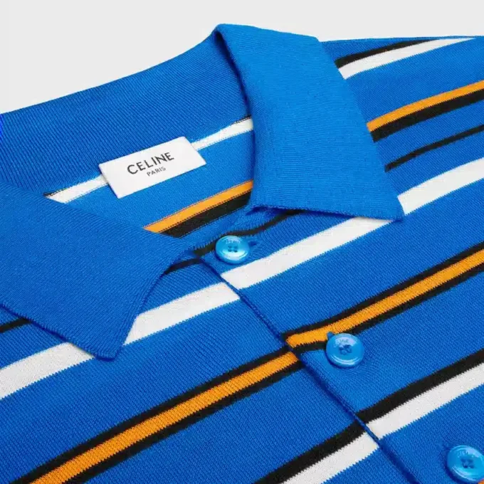 Maglione polo a maniche corte in cotone pregiato