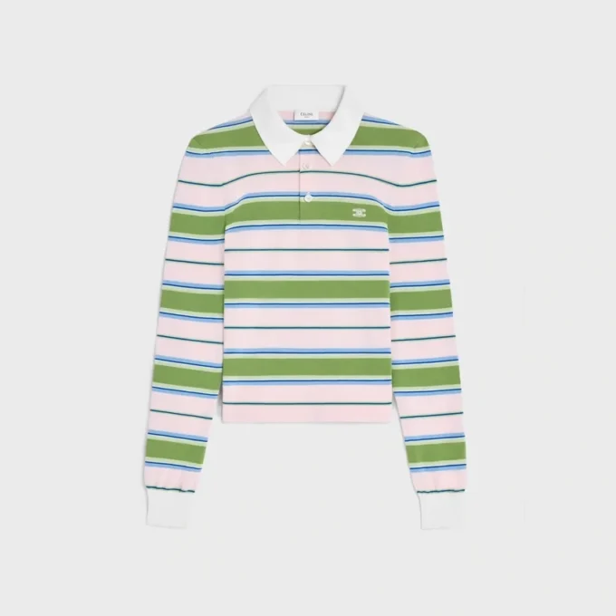 Maglione polo in cotone a righe