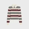 Maglione polo in cotone a righe