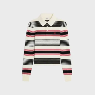 Maglione polo in cotone a righe