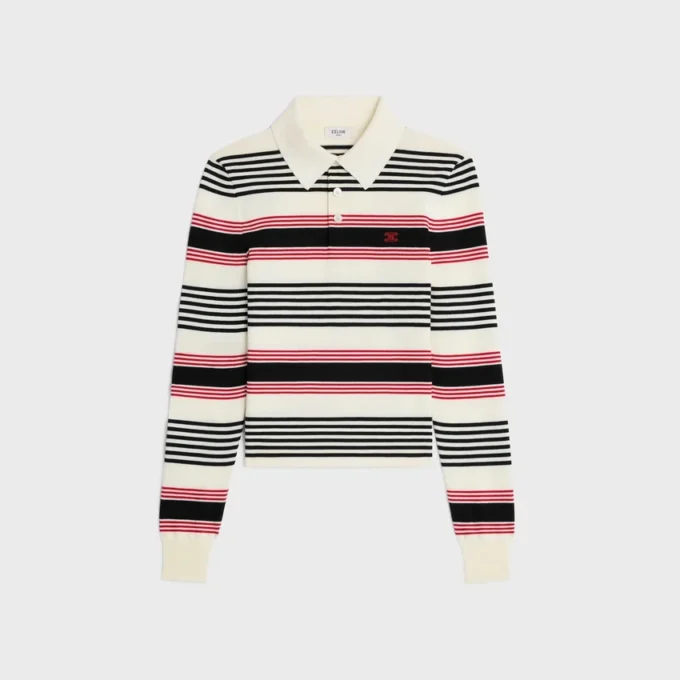 Maglione polo in cotone a righe