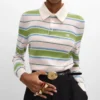 Maglione polo in cotone a righe