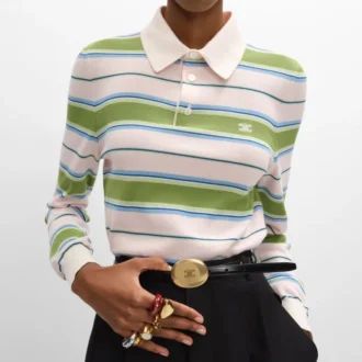 Maglione polo in cotone a righe
