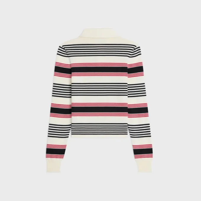 Maglione polo in cotone a righe