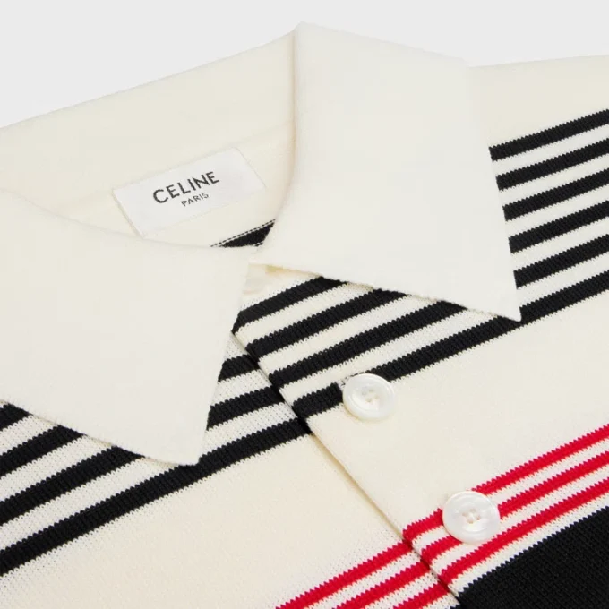Maglione polo in cotone a righe