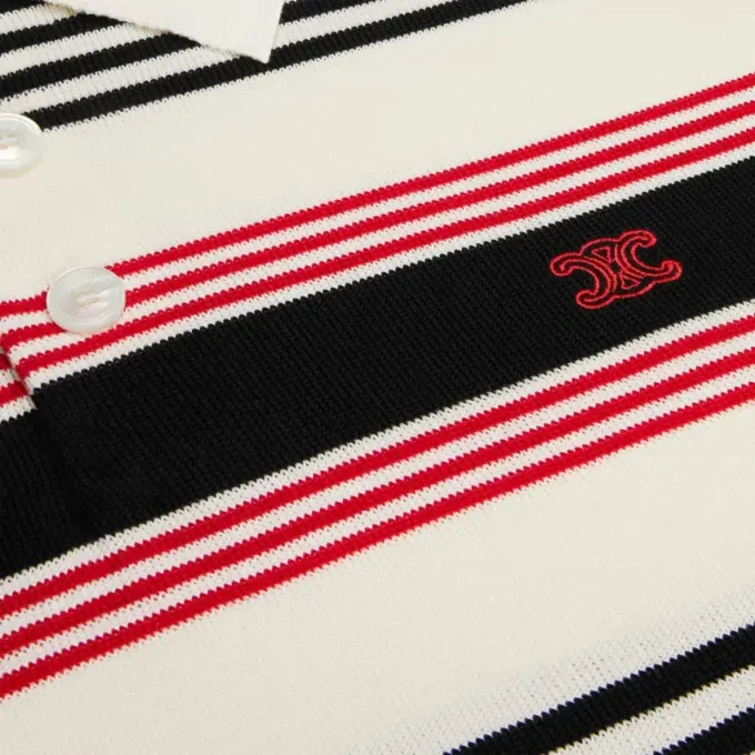 Maglione polo in cotone a righe