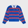 Maglione polo in cotone spazzolato a righe Maglione polo in cotone spazzolato a righe