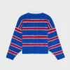 Maglione polo in cotone spazzolato a righe Maglione polo in cotone spazzolato a righe