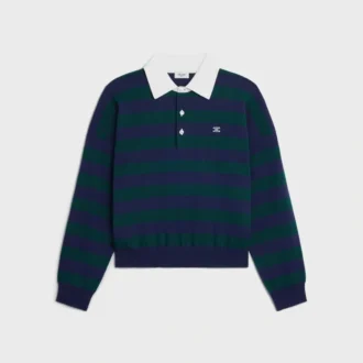 Maglione polo in lana a righe