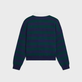 Maglione polo in lana a righe