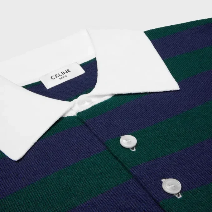 Maglione polo in lana a righe Maglione polo in lana a righe
