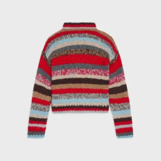 Maglione polo in moulé di alpaca e lana