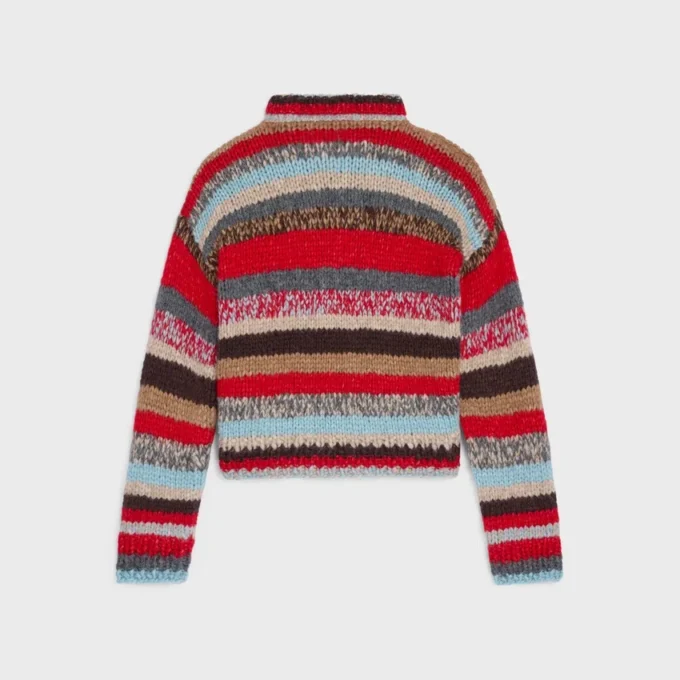 Maglione polo in moulé di alpaca e lana Maglione polo in moulé di alpaca e lana