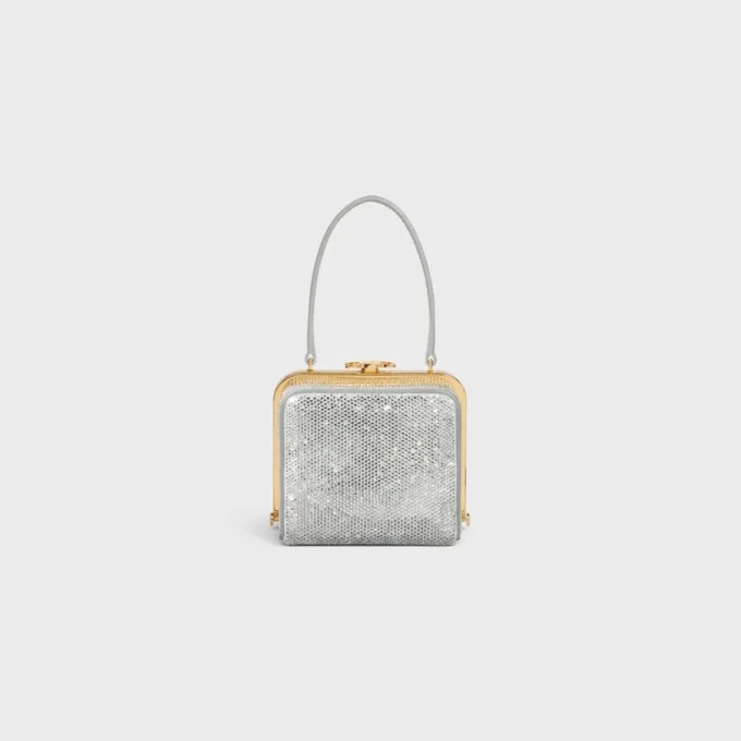 Minaudière CELINE Lana in pelle di vitello scamosciata con strass