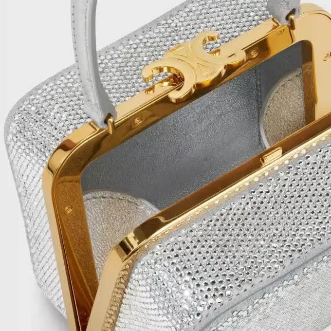 Minaudière CELINE Lana in pelle di vitello scamosciata con strass