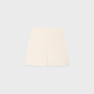 Minigonna a trapezio in gabardine di lana e seta