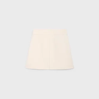 Minigonna a trapezio in gabardine di lana e seta