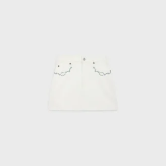 Minigonna ricamata in denim bianco Raw Wash Minigonna ricamata in denim bianco Raw Wash