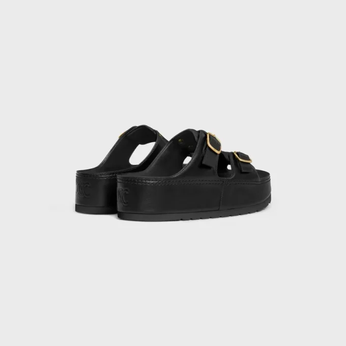 Mule con zeppa CELINE Polly in pelle di vitello Mule con zeppa CELINE Polly in pelle di vitello