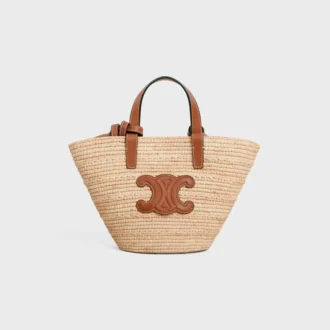 Nano Supple CELINE Classic Panier in rafia e pelle di vitello