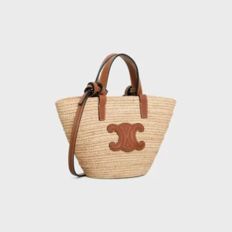 Nano Supple CELINE Classic Panier in rafia e pelle di vitello