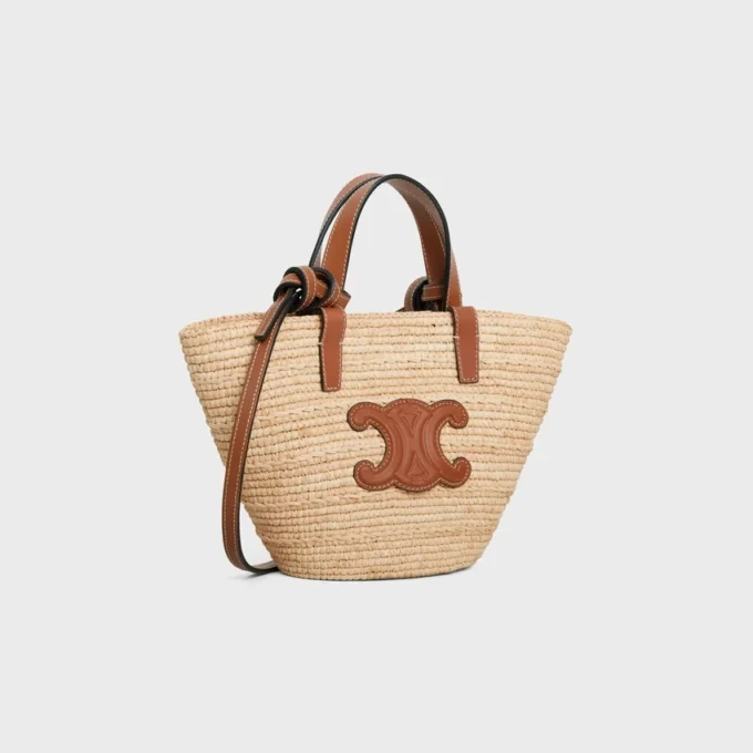 Nano Supple CELINE Classic Panier in rafia e pelle di vitello Nano Supple CELINE Classic Panier in rafia e pelle di vitello